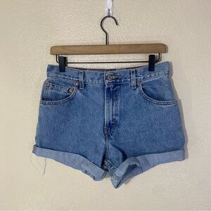 Levi's 550 Women's High Waisted Cut Off Jean Shorts Cuffed Blue Size 8